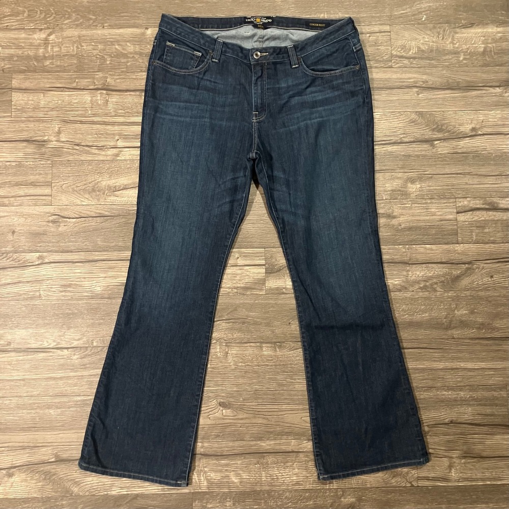 Lucky Brand Ginger Boot Jeans Women's Size 18W Regular Dark Wash Blue Denim
